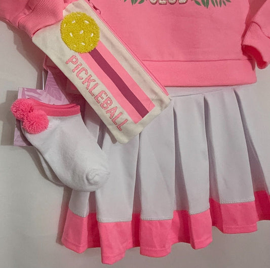 Girls Activewear outfit size 4 - 5/6 Pickleball Club Cotton Candy Pink Set - SkyWaves